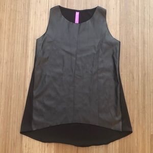 Brown Leather Knit Sleeveless Top